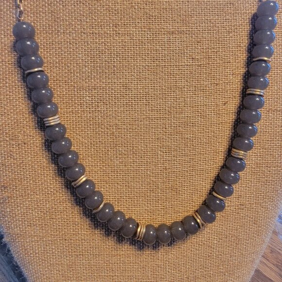 Meghan Browne Style Dot Gray Layered Look Bead & Chain Necklace - Picture 6 of 15